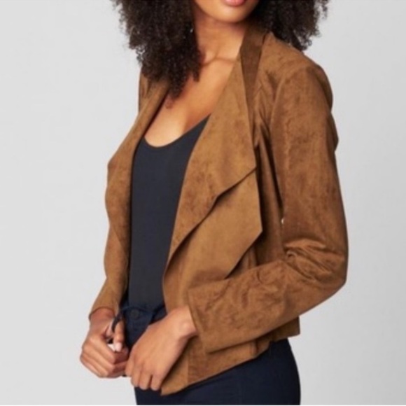 Blank New York Tan soft faux suede open front draped Jacket Sz XS - Picture 1 of 11